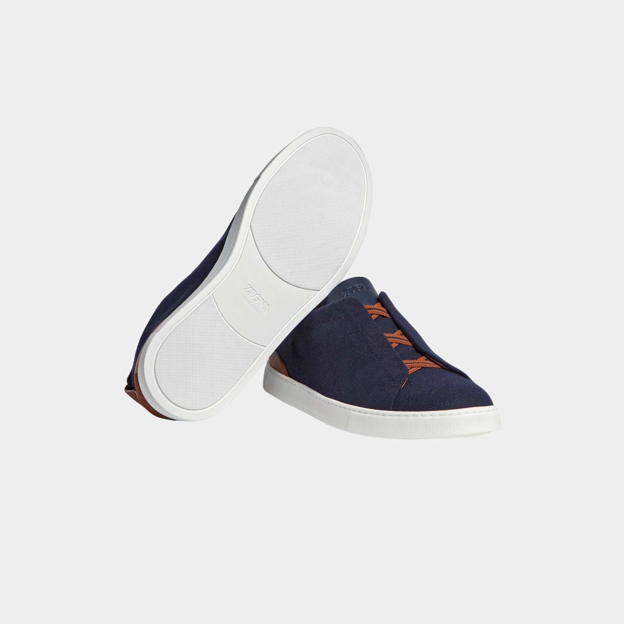 Zegna UseTheExisting Triple Stitch Sneakers, Navy Blue, Sole