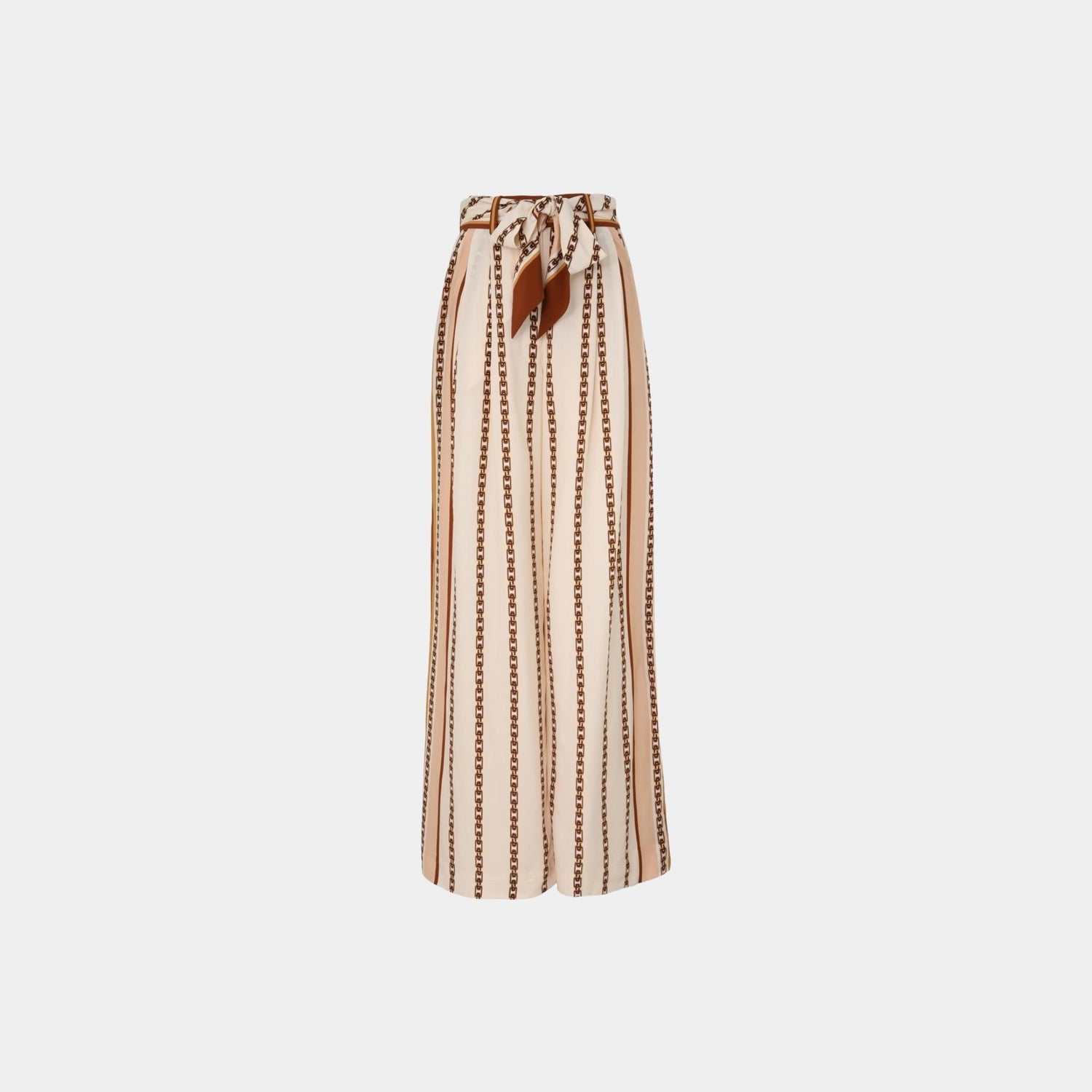 Zimmermann Belted Wide Leg Pants, Cream, Front