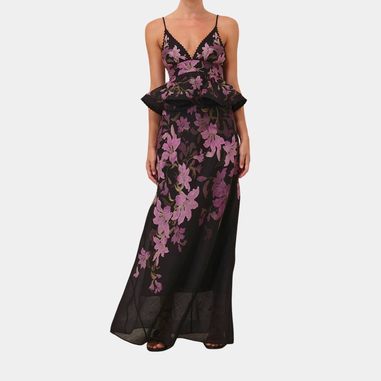 Zimmermann Dawning Ruffle Slip Dress, Model, Front