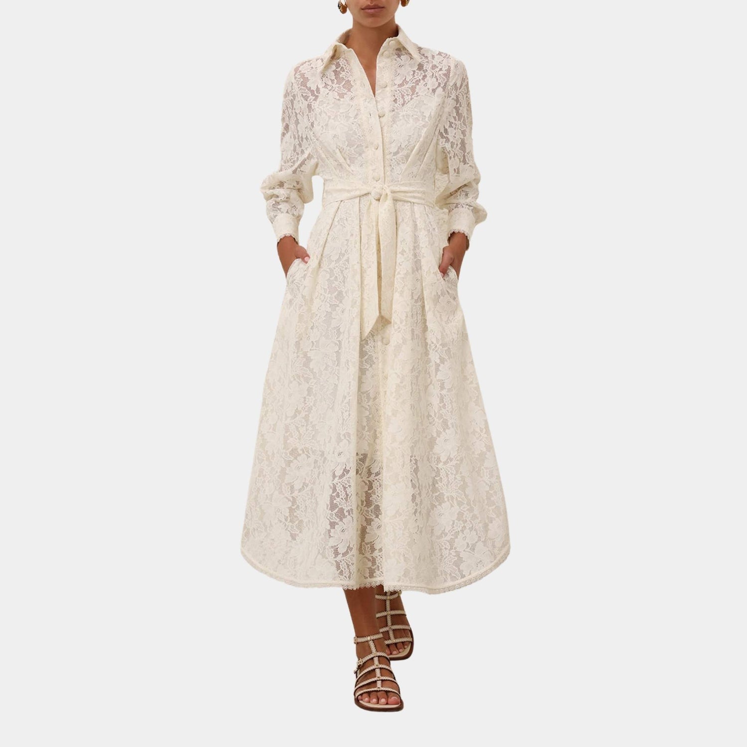 Zimmermann Dawning Tuck Midi Dress, Model, Front