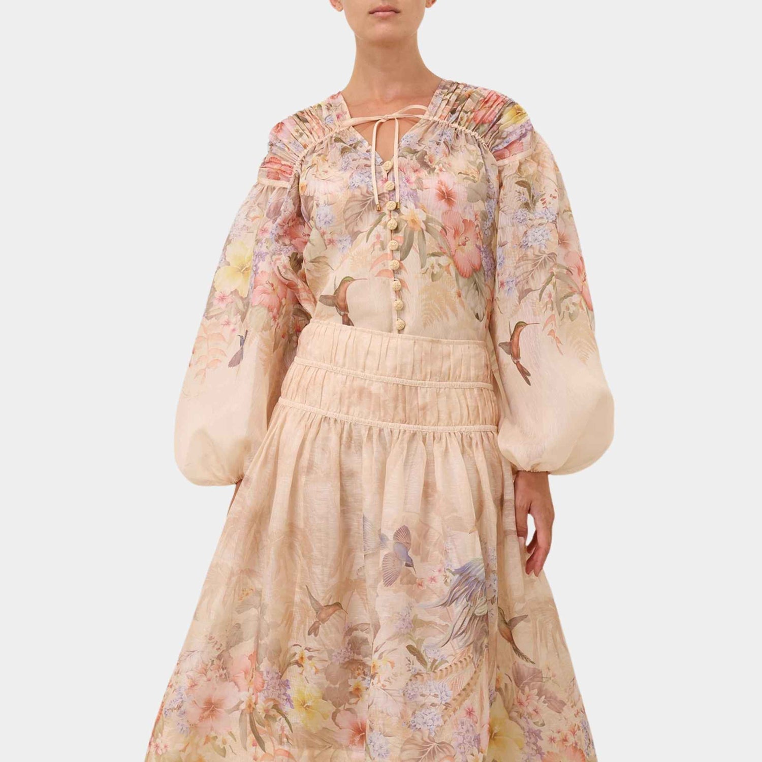Zimmermann Illuminate Drawn Blouse, Model, Front