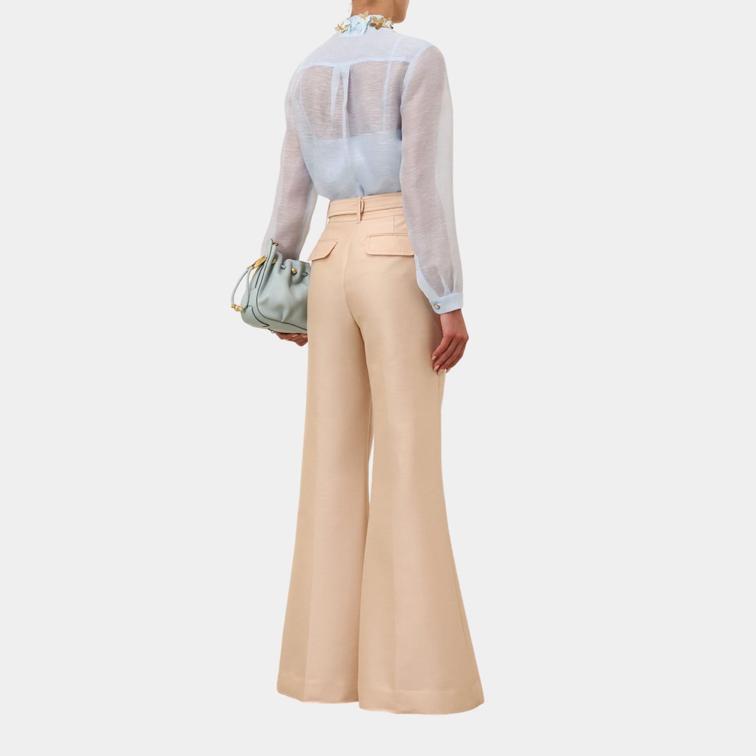 Zimmermann Illuminate Embellished Shirt, Mint, Model, Back