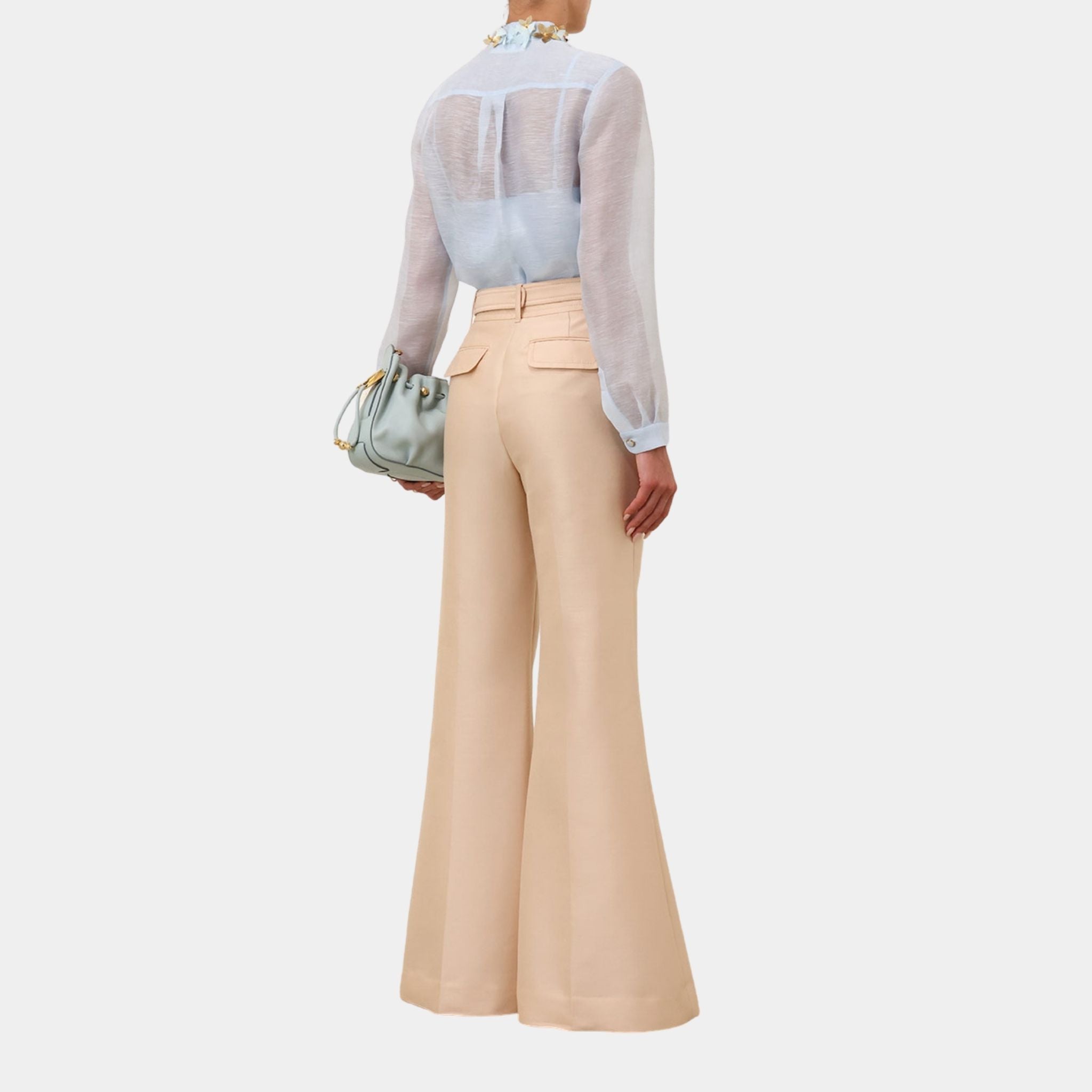 Zimmermann Illuminate Embellished Shirt, Mint, Model, Back
