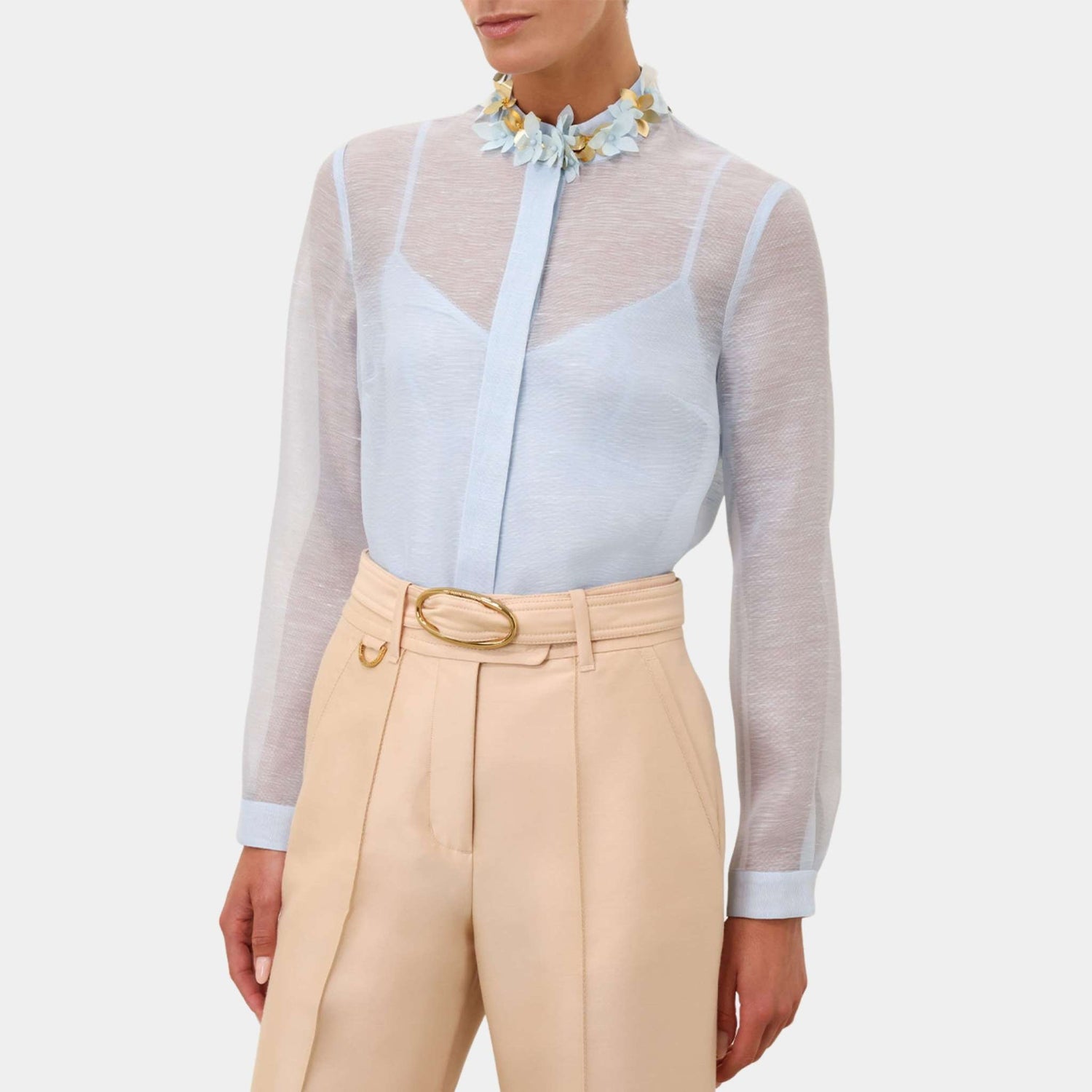 Zimmermann Illuminate Embellished Shirt, Mint, Model, Front