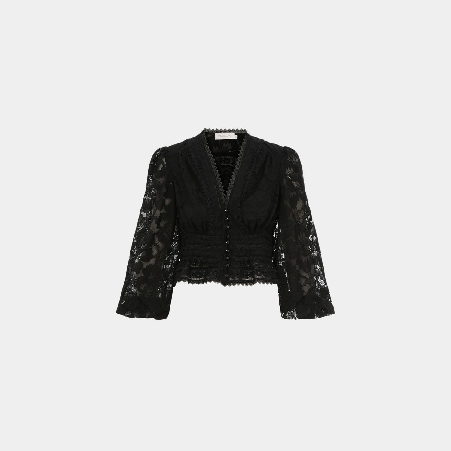 Zimmermann Illuminate Lace Peplum Blouse, Front