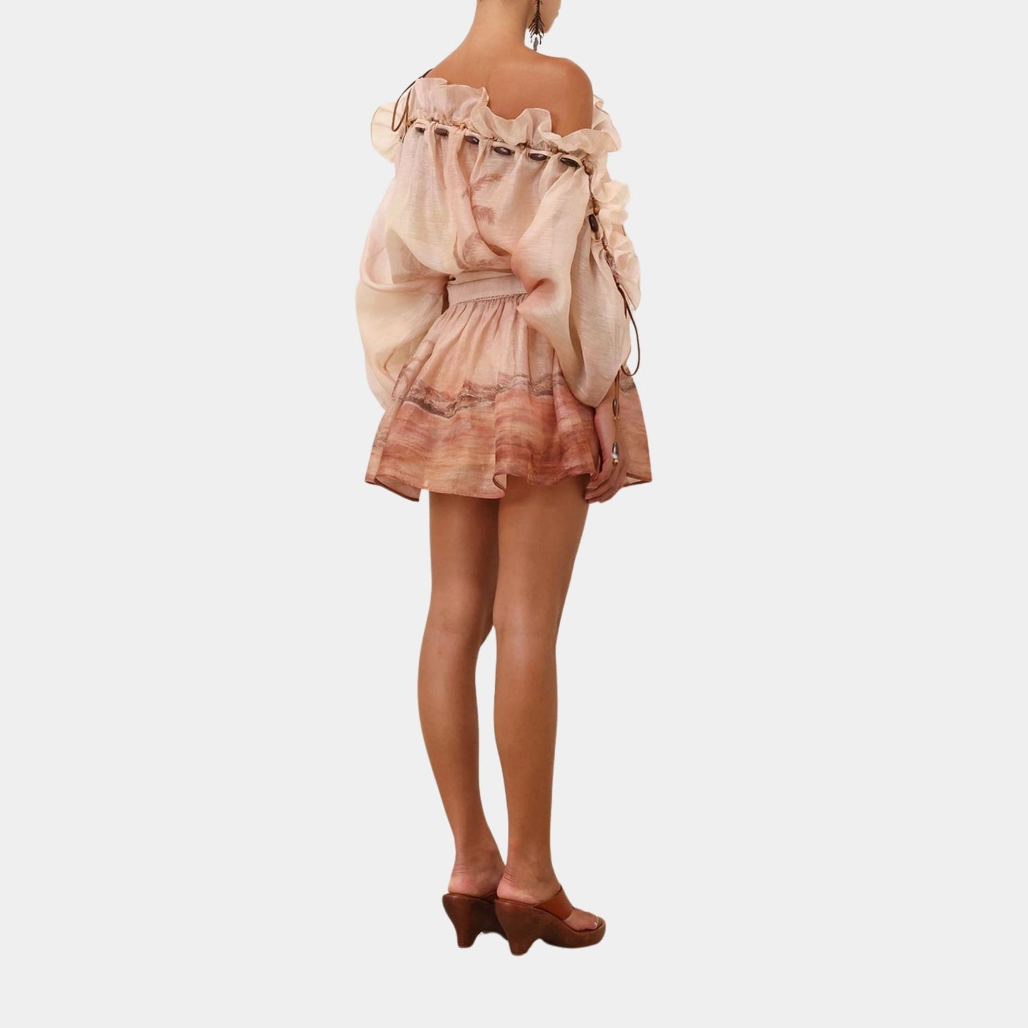 Zimmermann Illuminate Ruffle Mini Dress, Model, Back
