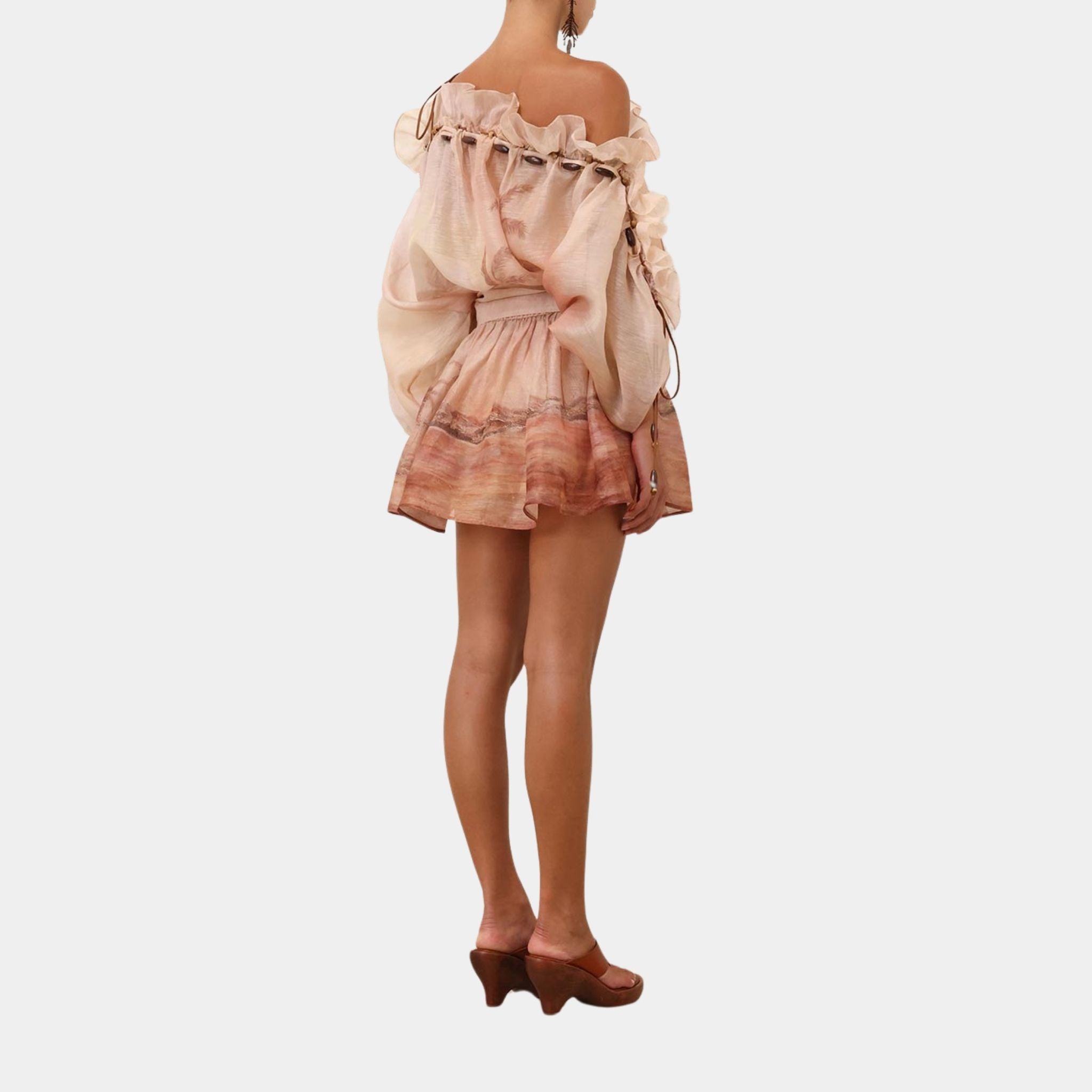 Zimmermann Illuminate Ruffle Mini Dress, Model, Back