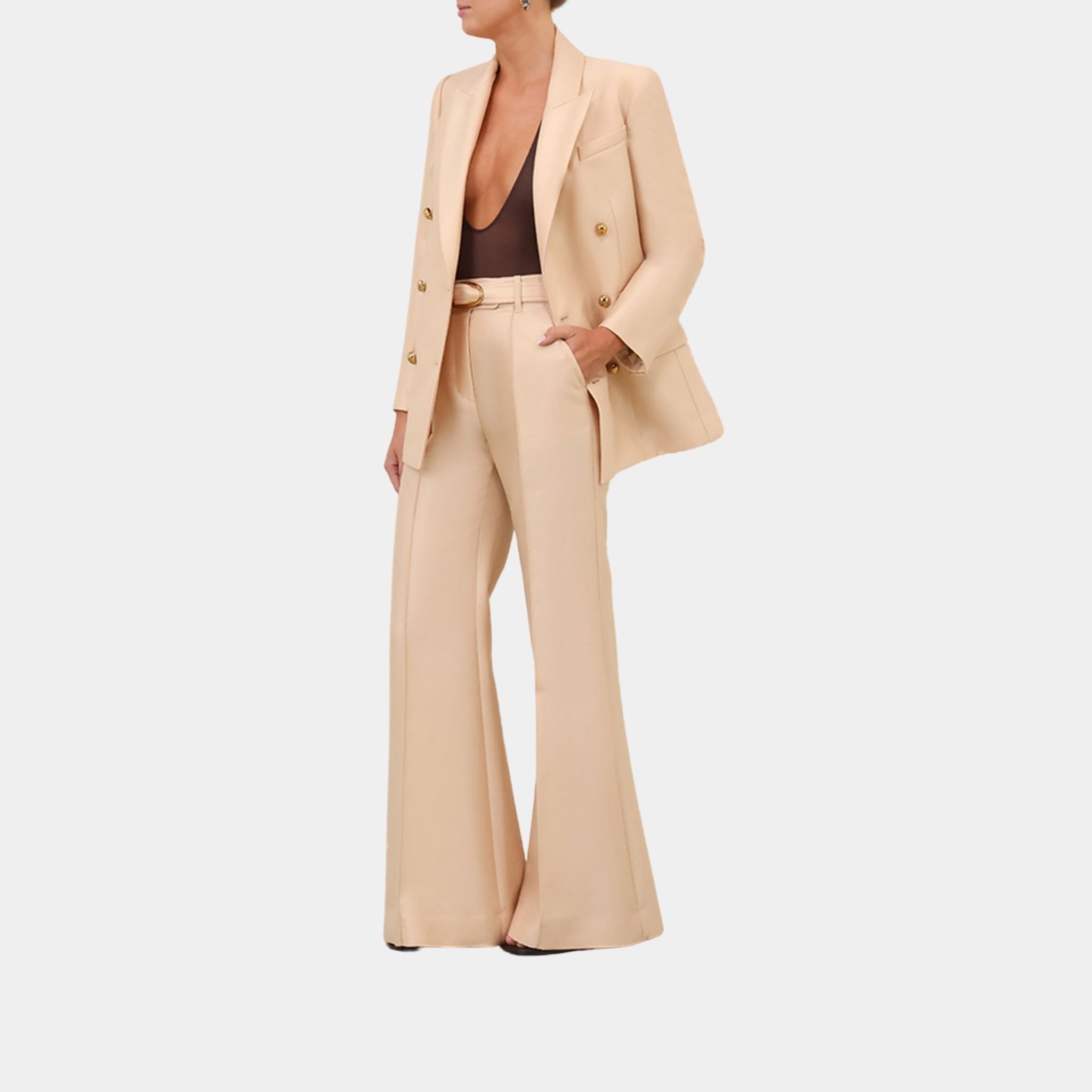 Zimmermann Illuminate Tailored Jacket, Macadamia, Model, Front