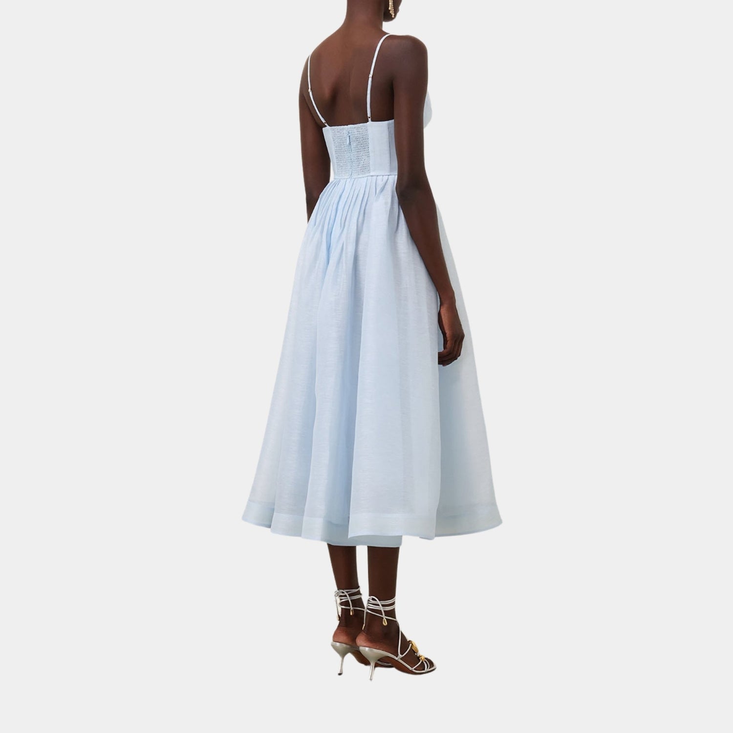 Zimmermann Illuminate V Neck Midi Dress, Model, Back