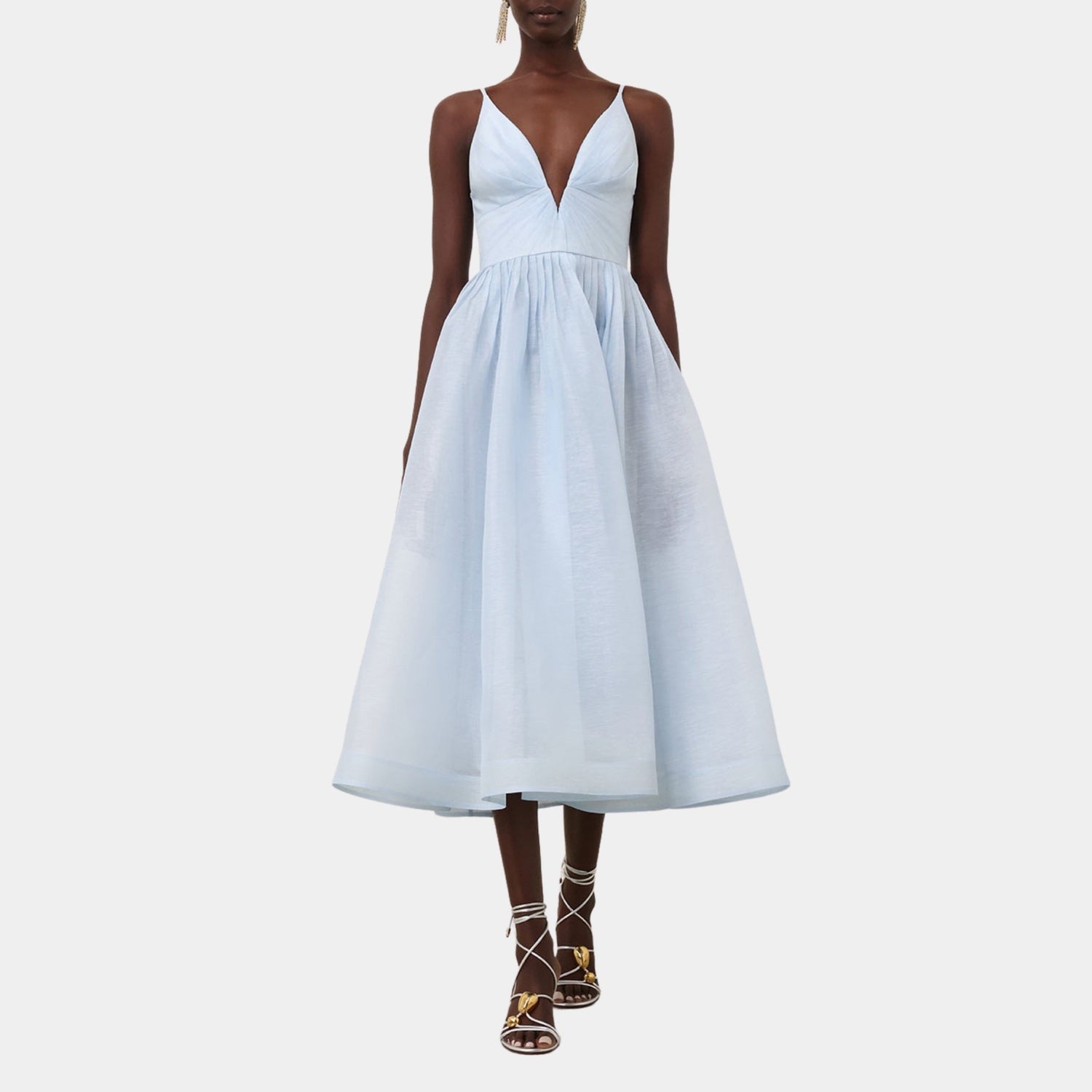 Zimmermann Illuminate V Neck Midi Dress, Model, Front