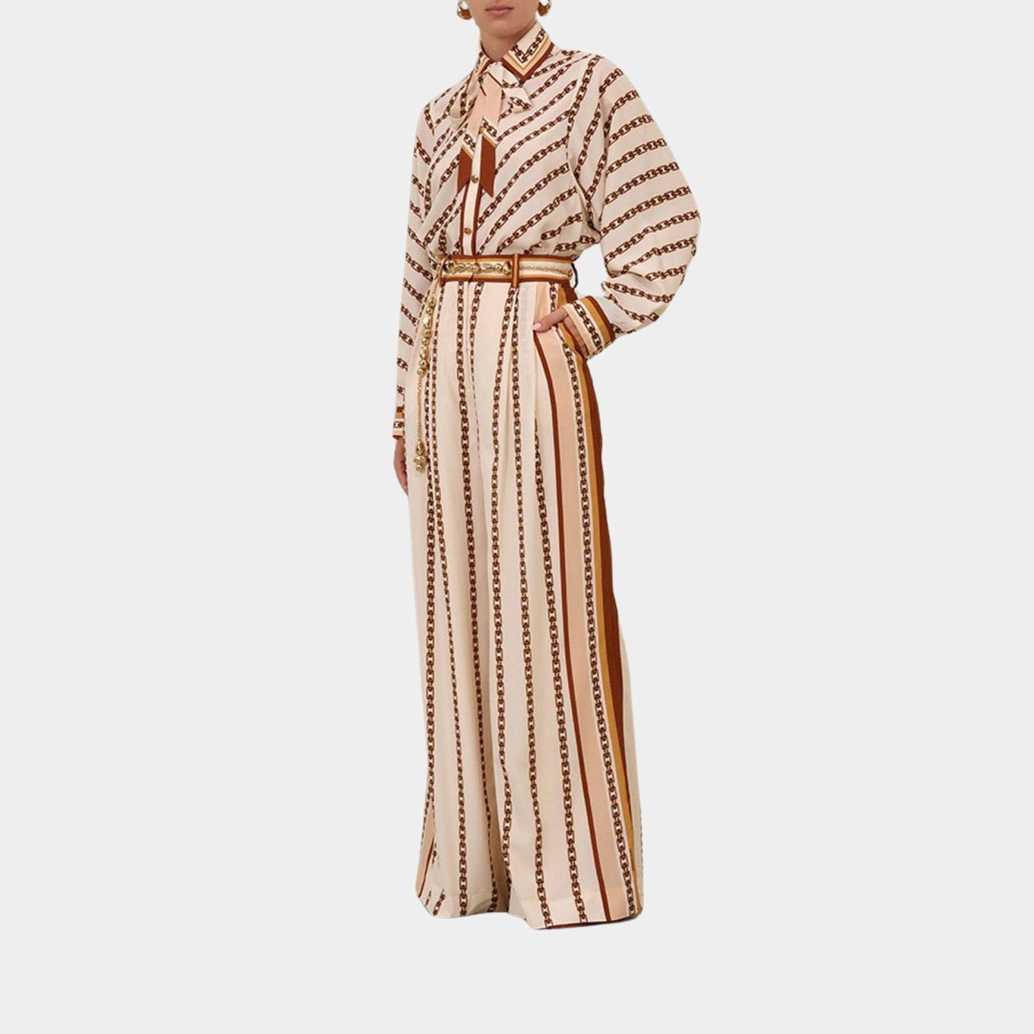 Zimmermann Relaxed Shirt, Cream, Model, Front