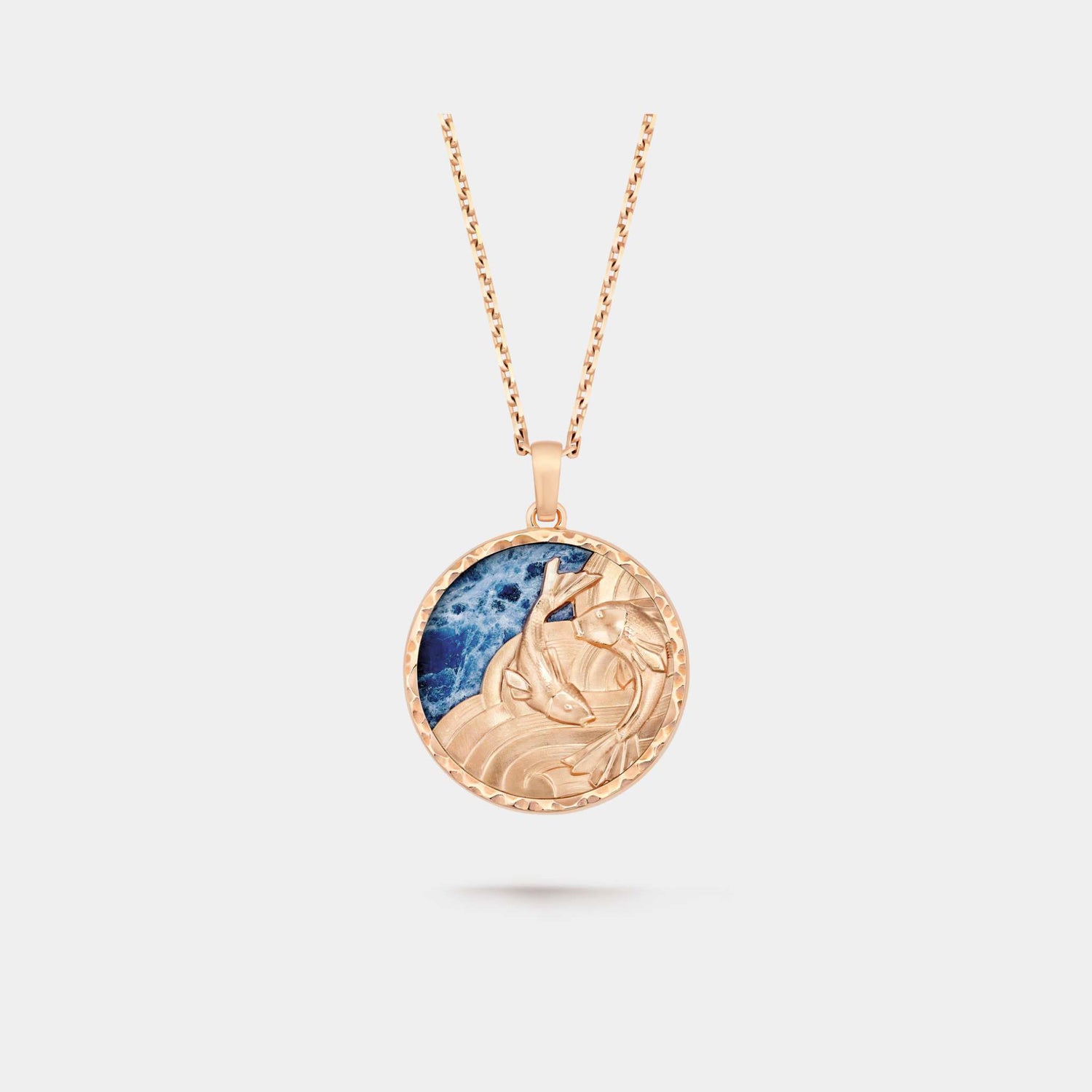 Zodiaque Long Necklace Piscium Rose Gold Sodalite, Front