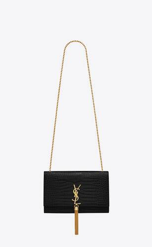 Kate Small Tassel In Crocodile Embossed Leather