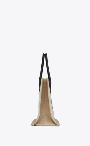 Rive Gauche Small Tote Bag In Linen And Leather