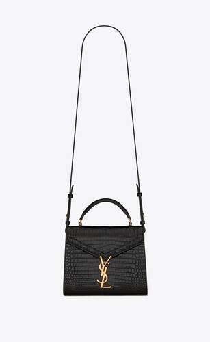 Cassandra Mini Top Handle Bag In Crocodile Embossed Shiny Leather