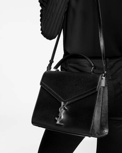 Cassandra Medium Top Handle Bag In Grain De Poudre Embossed Leather