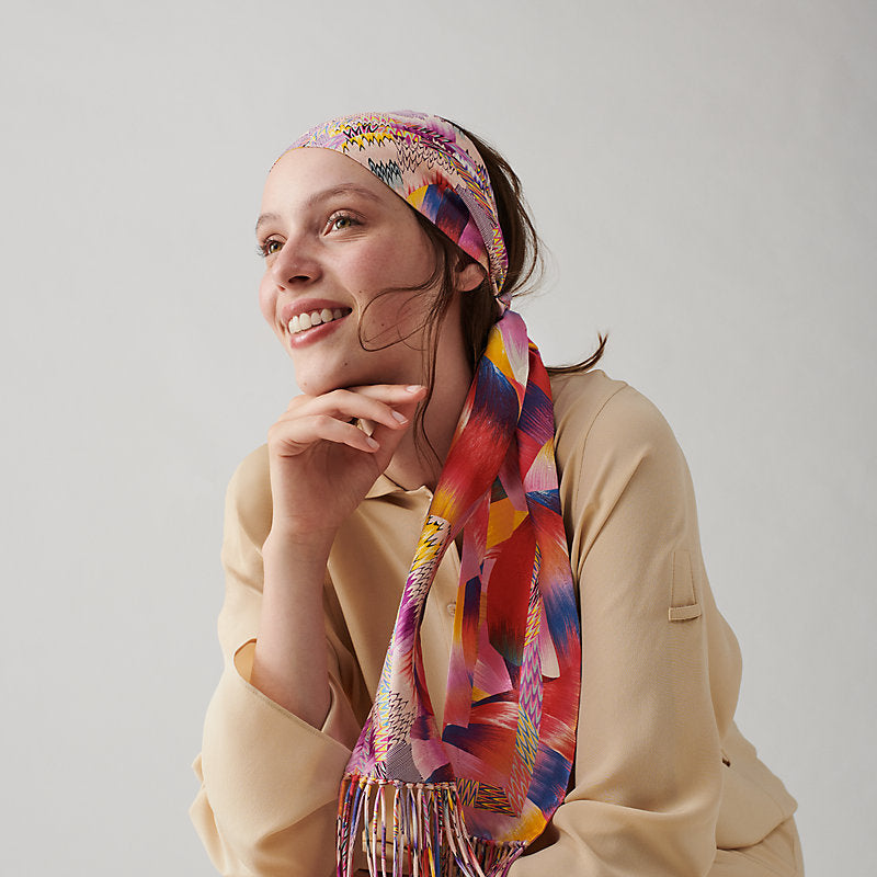 Marble Silk fringed muffler