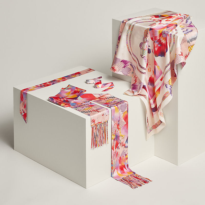 Marble Silk fringed muffler